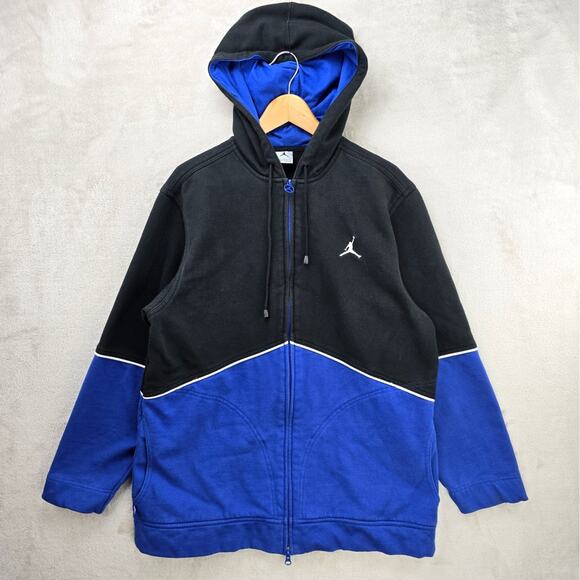 Vintage Jordan Brand Full Zip Sweatshirt Mens Large Blue Black Hoodie Y2K - Picture 1 of 13